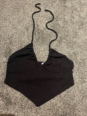 Garage Black Halter Pointed-Hem Camisole Top